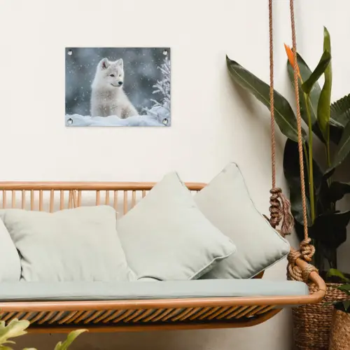 Wolf - Pup - Sneeuw tuinposter los doek klein -sfeer7