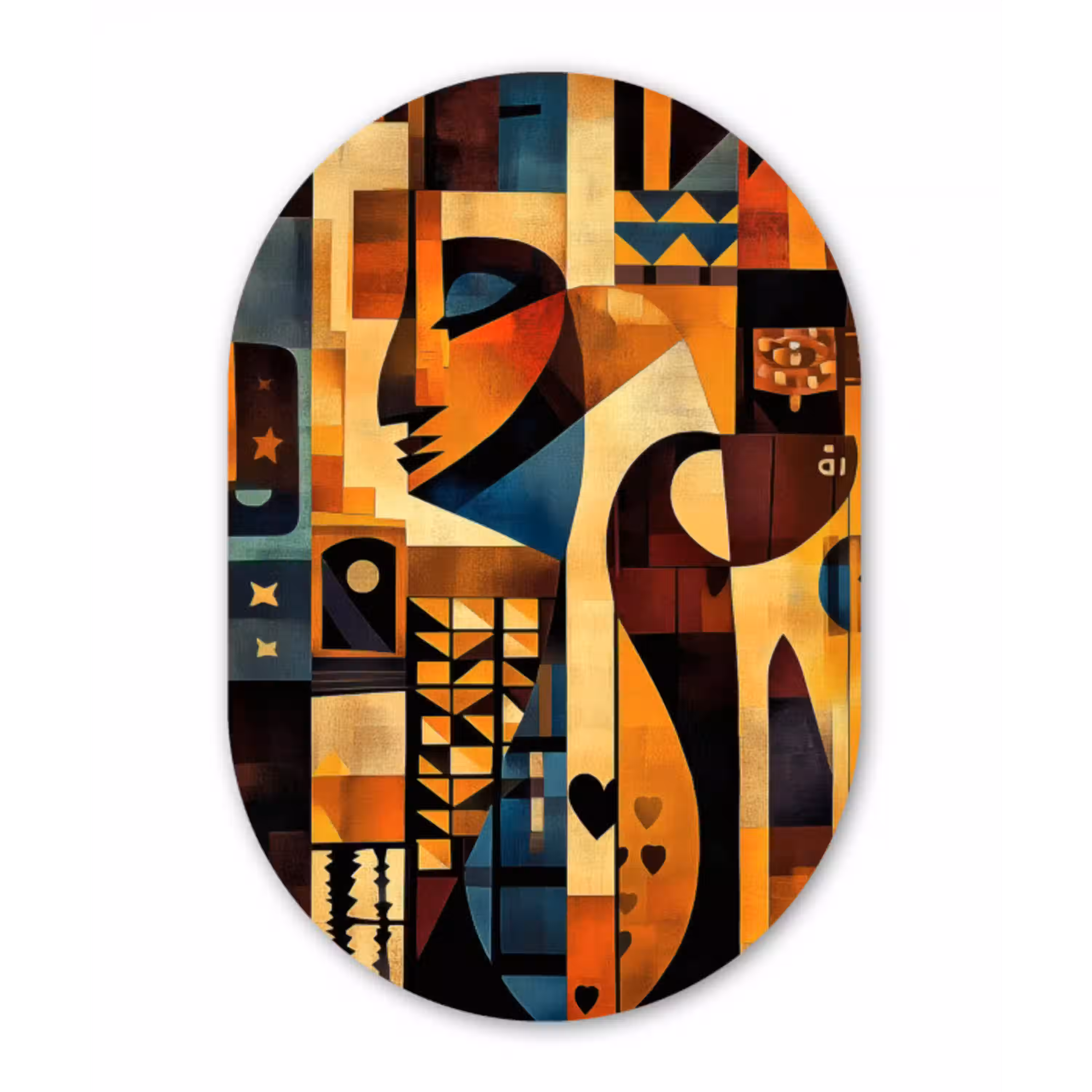 Figuren - Abstract - Symbolen Wandcirkel Ovaal Aluminium middel -3d