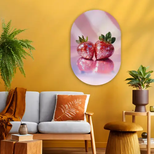 Disco - Fruit - Glitter - Strawberry Wandcirkel Ovaal Glas middel -sfeer4