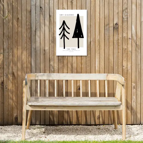 Bomen - Kerst - Zwart - Feest Tuinposter op houten frame 2 cm dik klein -sfeer4