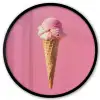 Hoorntje - Schepijs - Roze Fotolijst rond zonder passe partout klein -3d