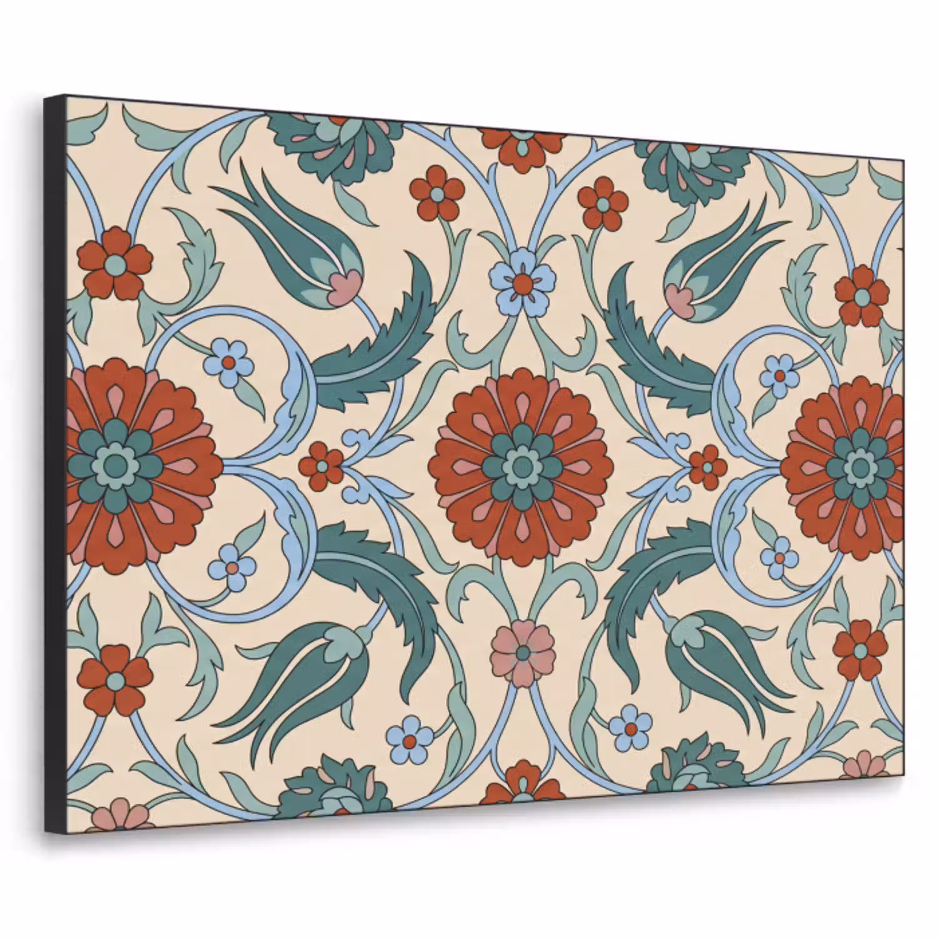 Bloemen - Patroon - Klassiek - Decoratie - Kleurrijk Textielframe zwart klein -3d