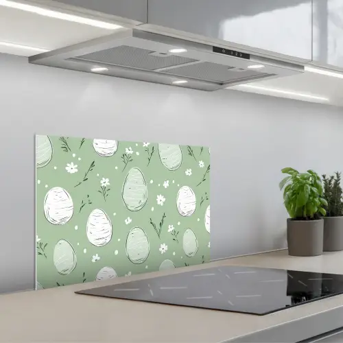 Groen - Eieren - Patroon keuken achterwand spatscherm klein -3d_schuin