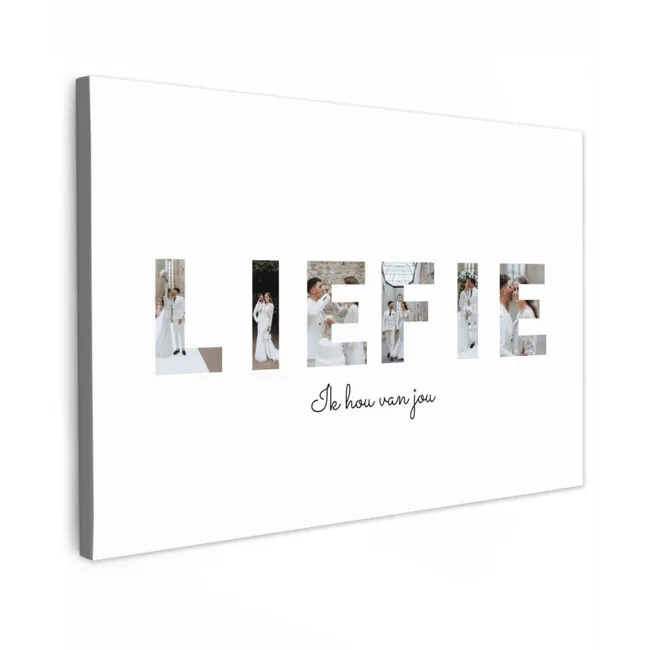 Gepersonaliseerd buiten canvas - Liefie - Lettercollage