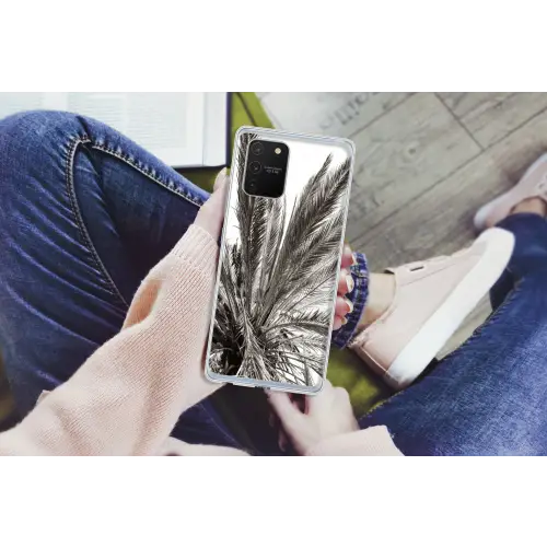 Palmboom - Tropisch - Zwart - Wit Telefoonhoesje Samsung Galaxy S10 Lite klein -handS10Lite
