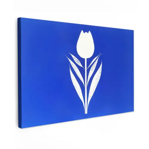 Tulp - Minimalistisch - Bladeren - Wit canvas 2cm klein -z3d