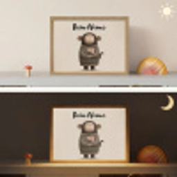 Aap - Roze bloemen - Speels Light Box met batterij (Wandlamp kind) middel -sfeer3_kind