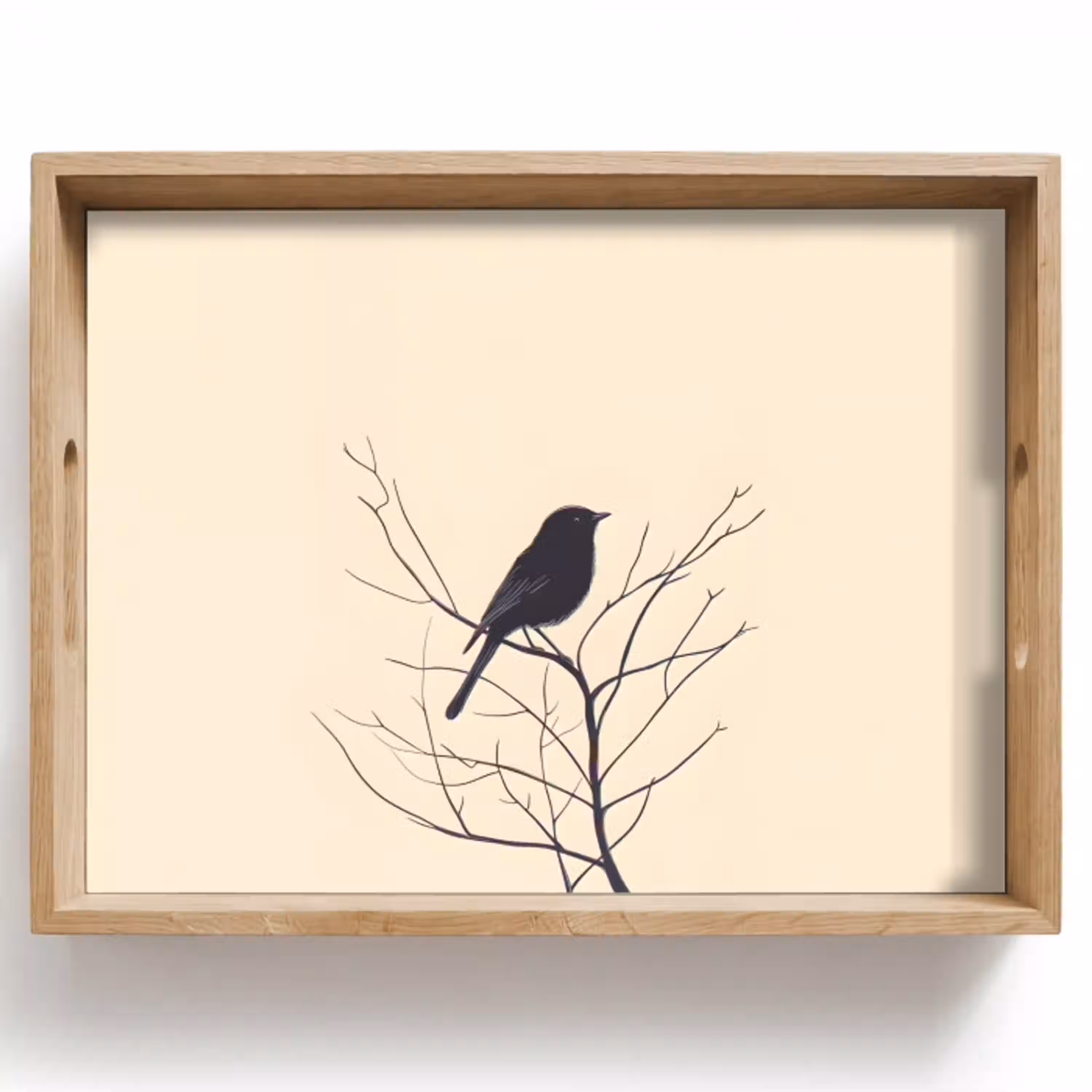 Vogel - Zwart - Tak - Minimalistisch Dienblad Rechthoek middel -z3d_shopping