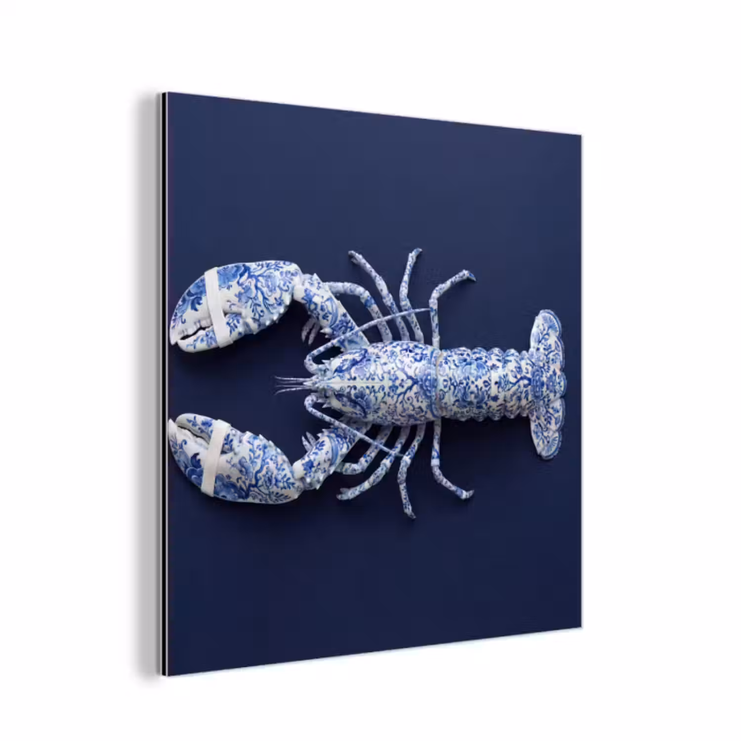 Aluminium schilderij - Kreeft - Porselein - Delfts - Blauw