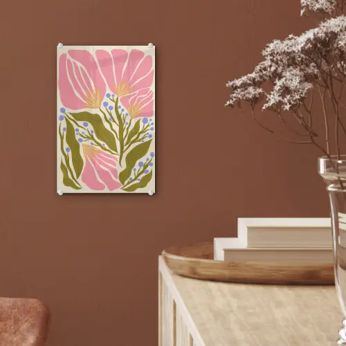 Bloemen - Bladeren - Abstract - Roze plexiglas 5mm klein -sfeer5