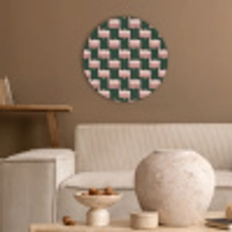 Vlechtpatroon - Groen - Roze - Geometrisch Akoestische PET Vilt - Rond klein 838 -sfeer1