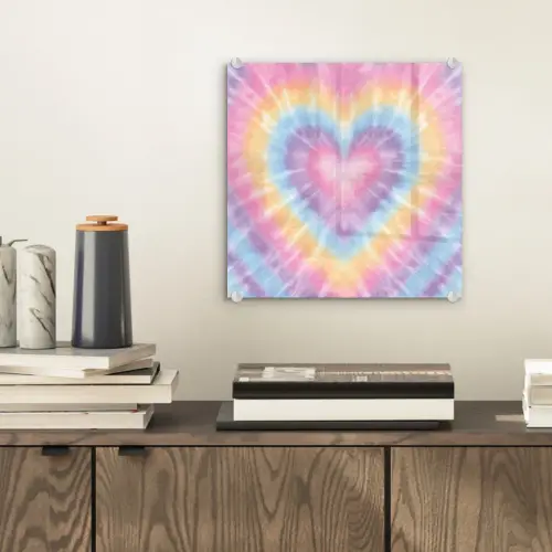 Hartvorm - Pastelkleuren - Tie Dye plexiglas 5mm klein -sfeer1