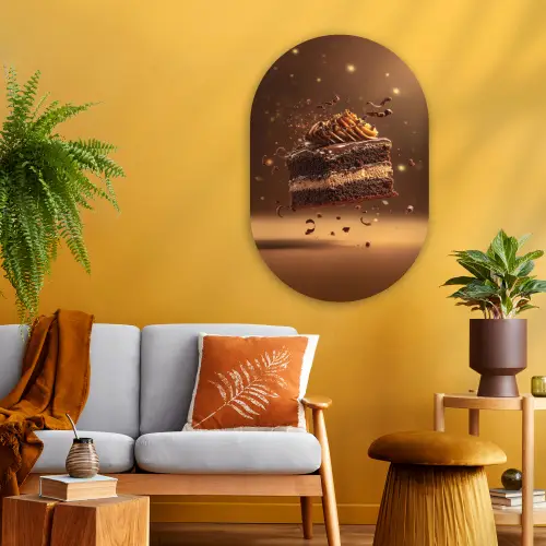 Taart - Chocolade - Eten - Brownie Wandcirkel Ovaal Glas middel -sfeer4