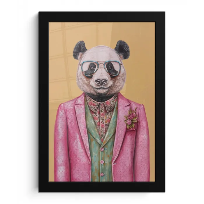 Panda - Pak - Zonnebril - Blauw fotolijst zwart zonder passe partout klein -3d