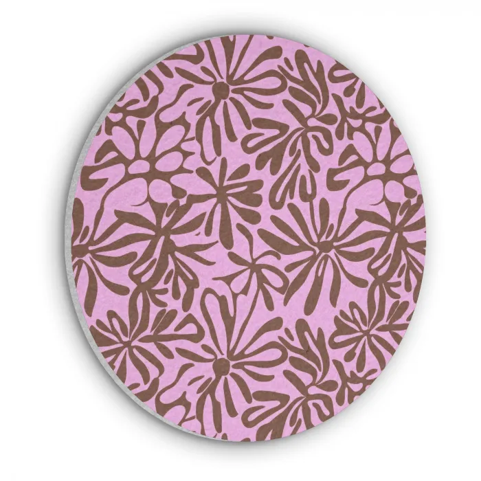 Organisch - Patroon - Roze Akoestische PET Vilt - Rond klein 838 -3d