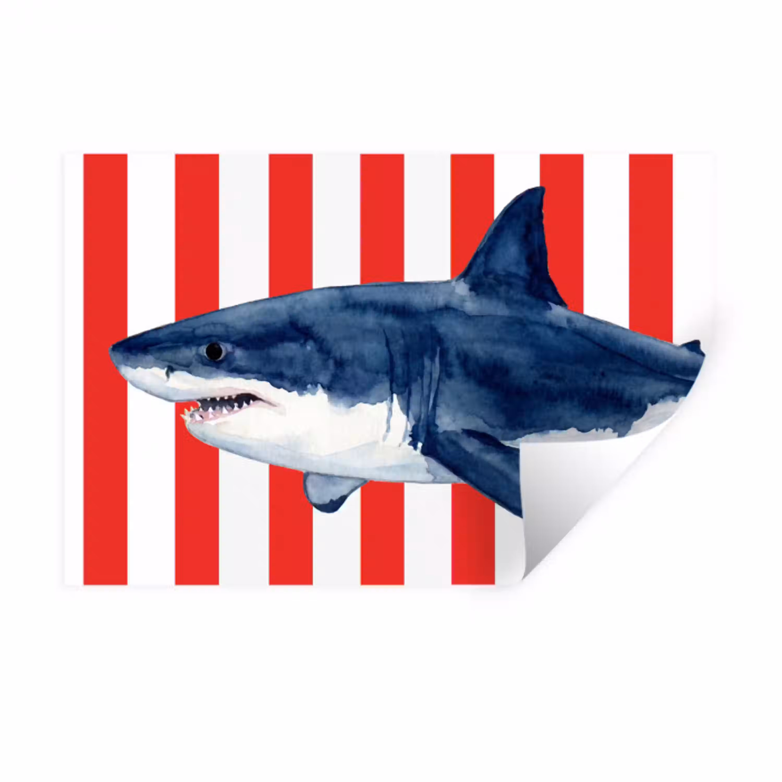 Vis - Haai - Zee - Illustratie - Blauw Muursticker klein -3d