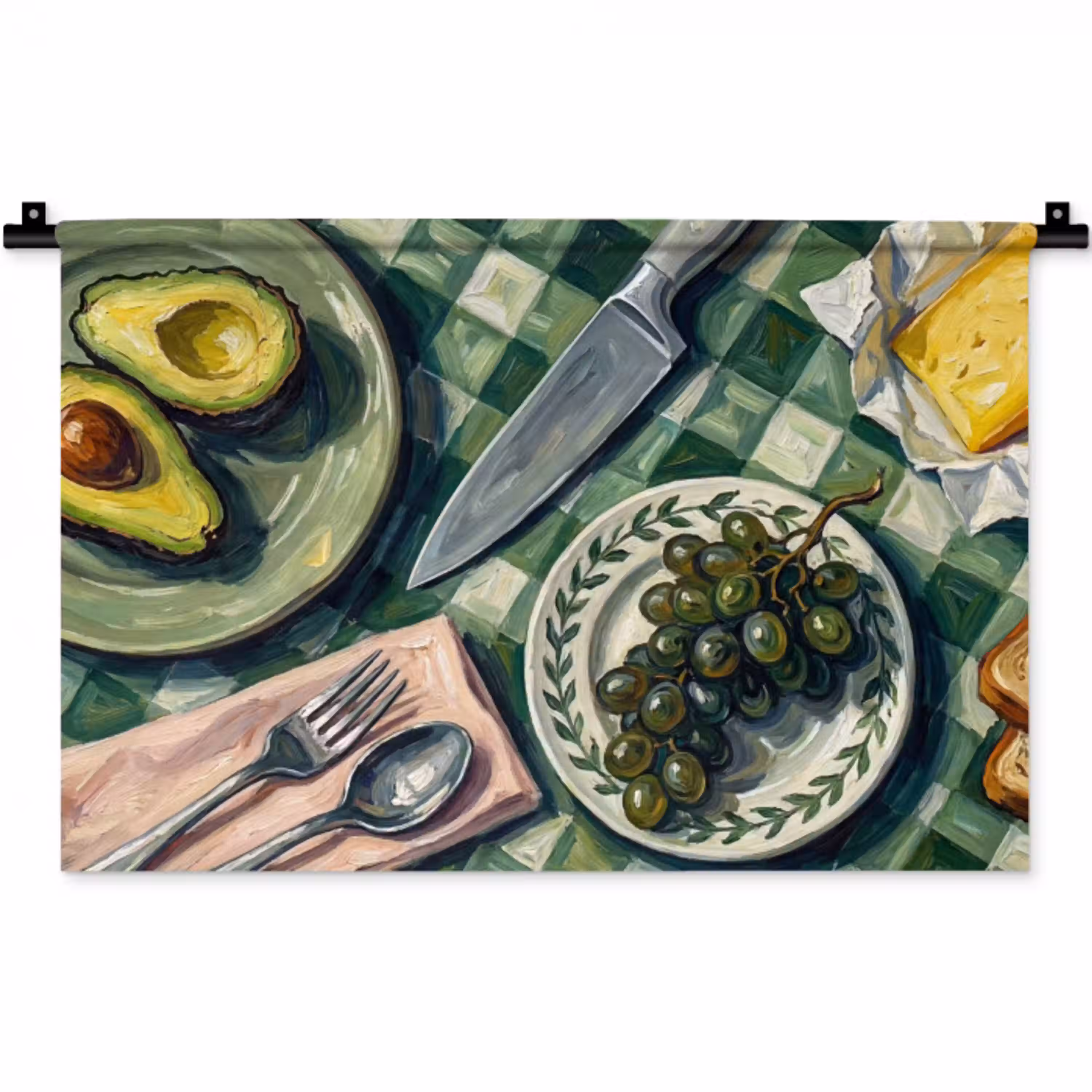 Eten - Ontbijt - Tafel - Modern - Groen Wandkleed katoen klein -zz3d