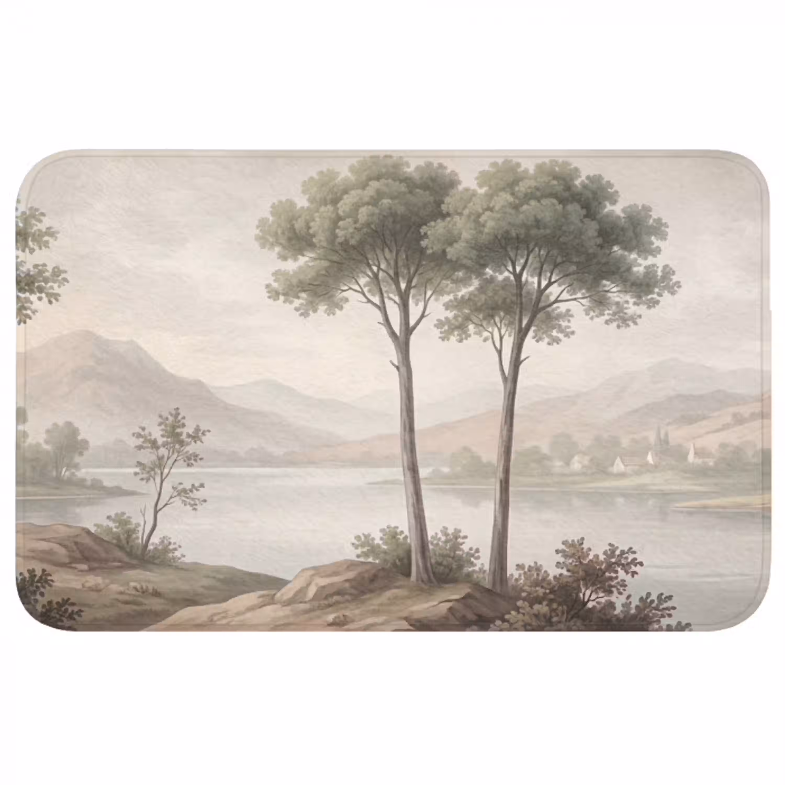 Bomen - Meer - Bergen - Illustratie Badmat middel -3d