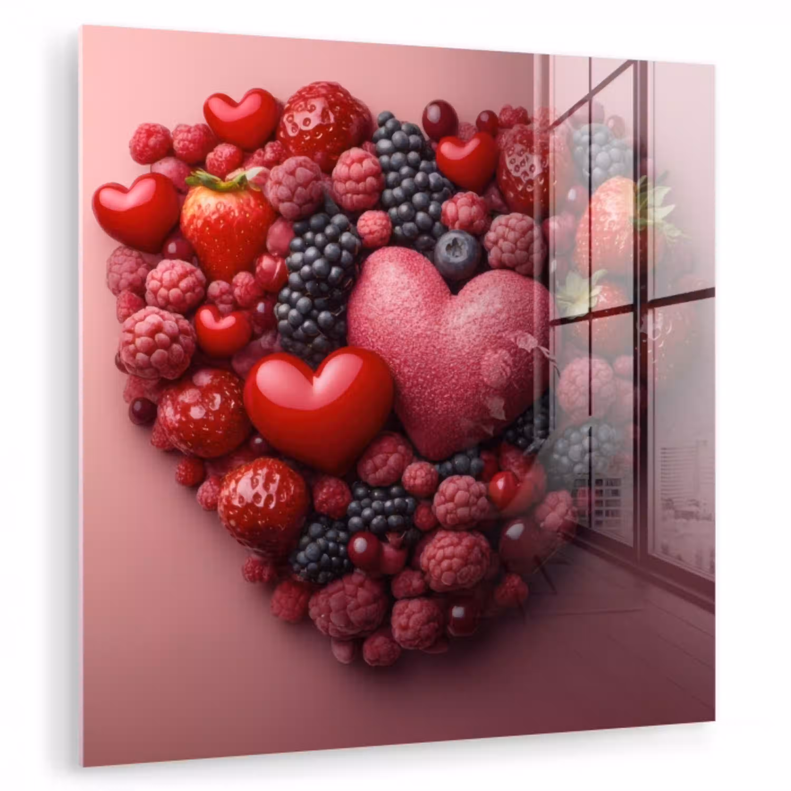 Fruit - Hartjes - Aardbeien - Frambozen - Bosbessen plexiglas 5mm klein -zzzproduct_nieuw