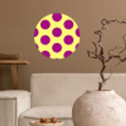 Dots - Klassiek - Geel Wandcirkel behangsticker klein 186 -sfeer1