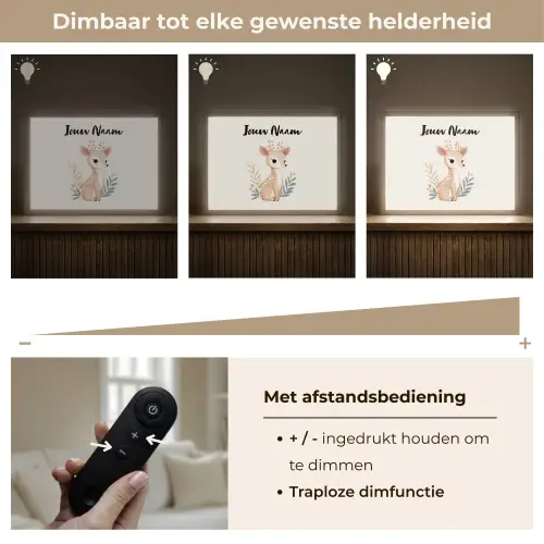 Minimalistisch - Hertje - Aquarel - Bladeren Light Box met batterij (Wandlamp kind) middel -USP_dimbaarNL