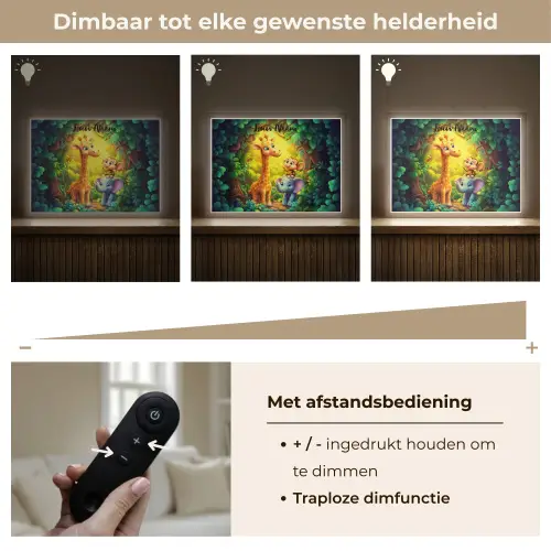 Dieren - Jungle - Giraf - Olifant - Aapje Light Box met batterij (Wandlamp kind) middel -USP_dimbaarNL