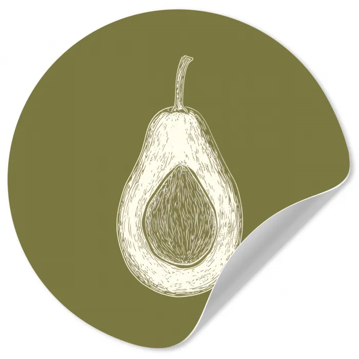 Avocado - Minimalistisch - Illustratie - Groen Wandcirkel behangsticker klein -3d