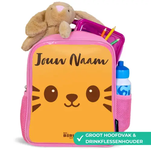 Kawai - Tijger - Oranje Kinderrugzak - Roze middel -inhoud_NL