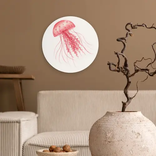 Kwal - Tentakels - Roze Wandcirkel kunststof plaat 5mm dik klein -sfeer1