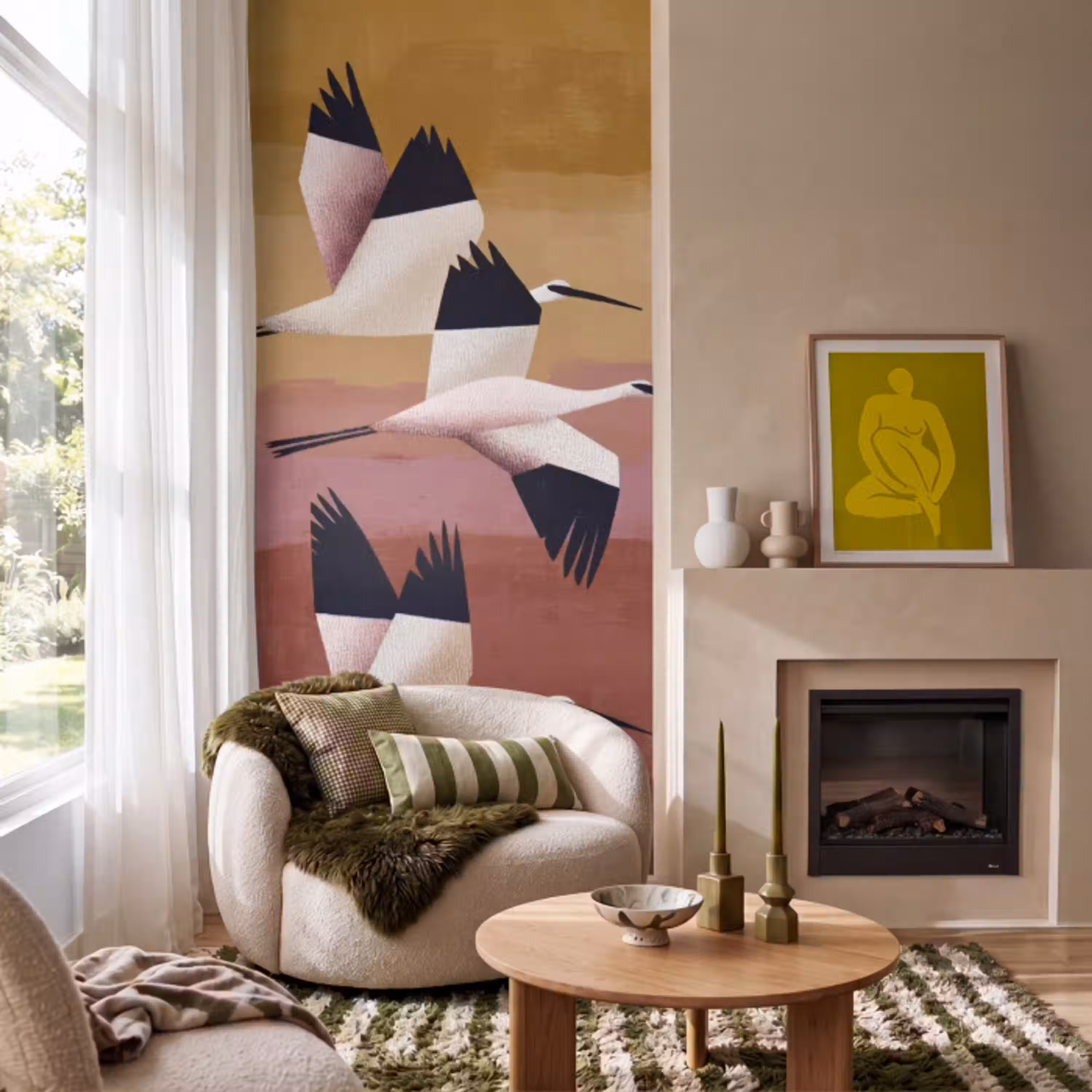 Vogels - Snavel - Abstract Behang Vlies klein -sfeer2