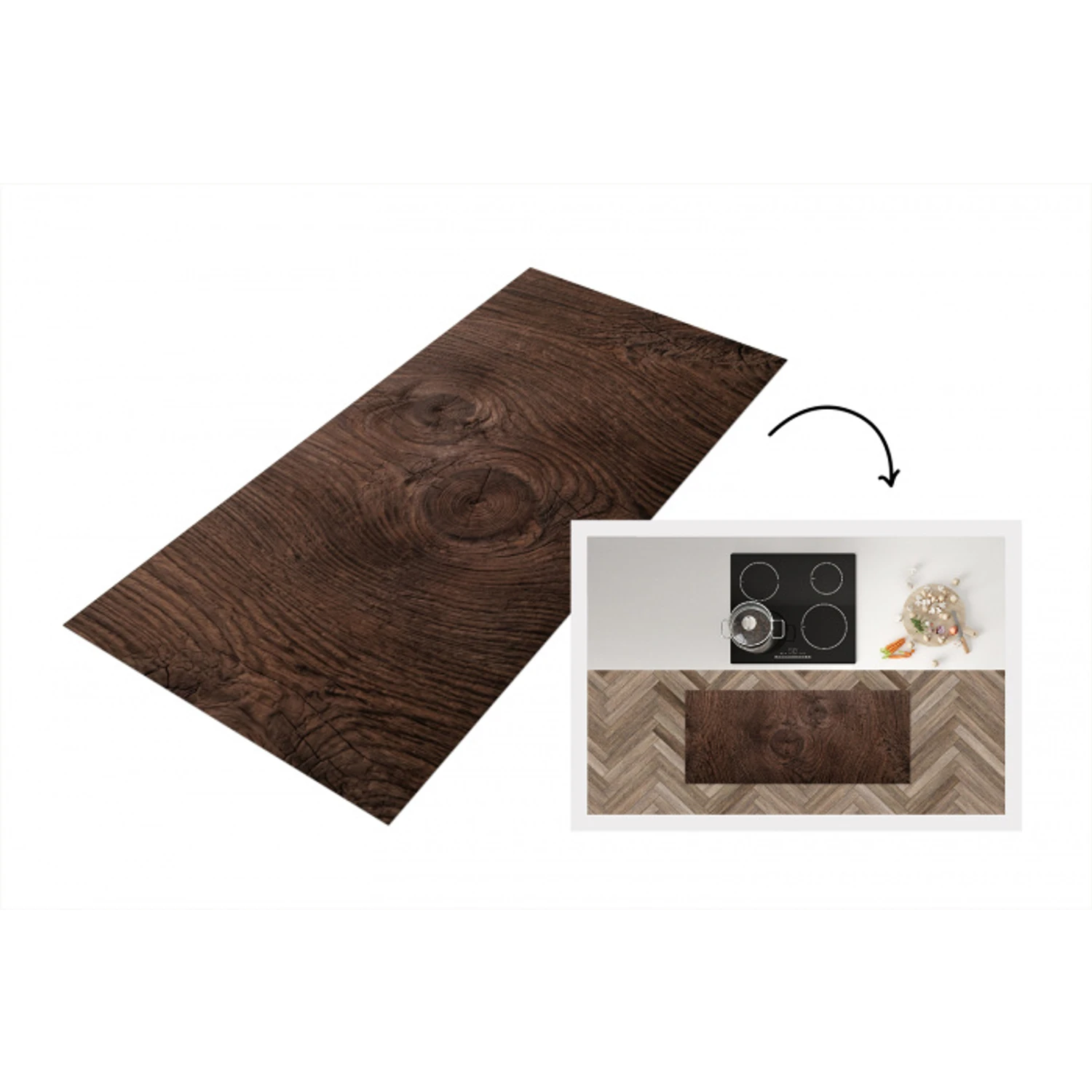 Houtnerf - Textuur - Patroon - Bruin - Rustiek Keukenloper - keukenmat middel -3d