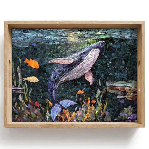 Mozaïek - Walvis - Koraal - Water Dienblad Rechthoek middel -z3d_shopping