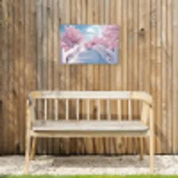 Brug - Kersenbomen - Wit Tuinposter op houten frame 2 cm dik klein -sfeer4