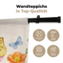 Vlinders - Klaprozen - Illustratie - Kleurrijk Wandkleed katoen klein -tsfeer2_DE
