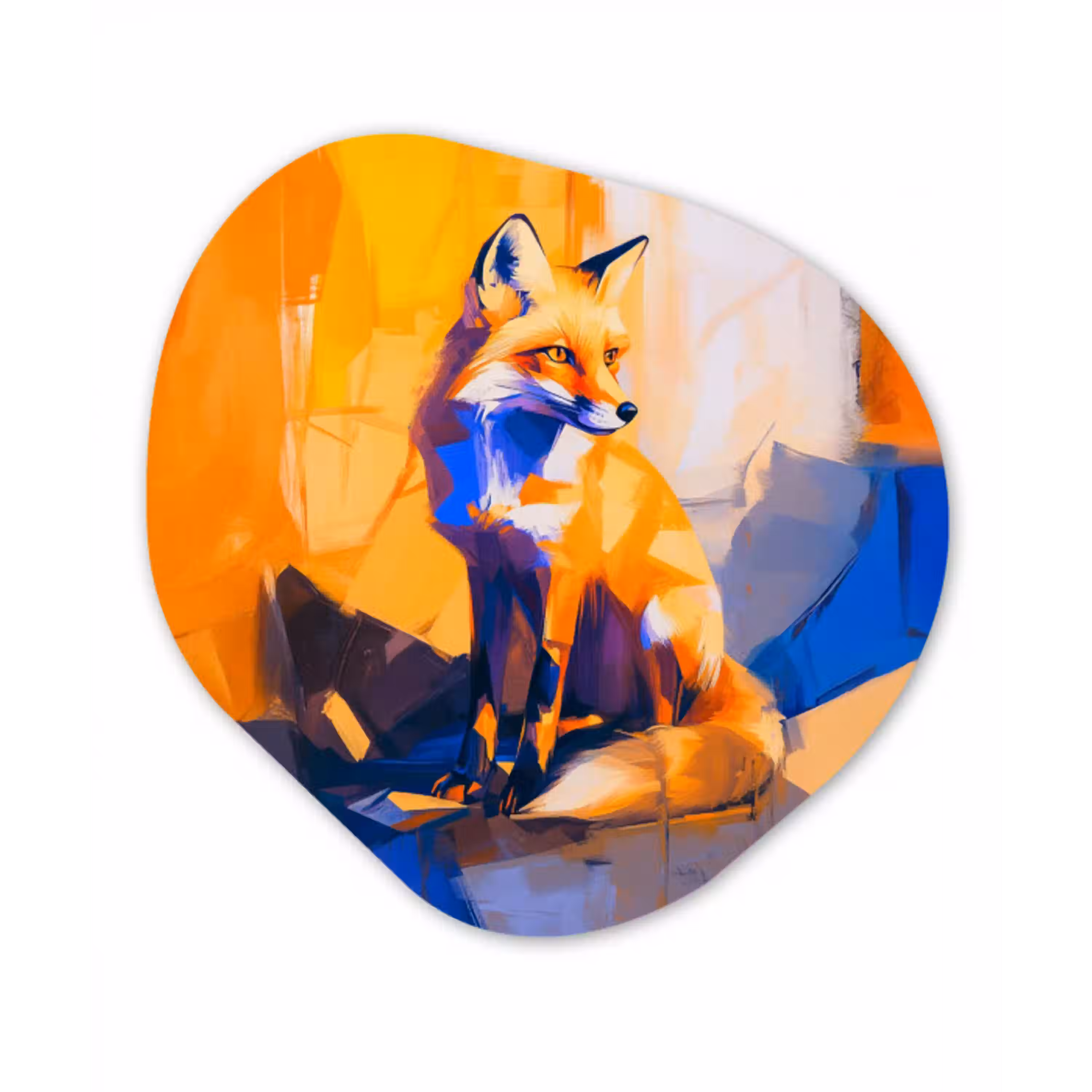 Vos - Oranje - Vormen - Abstract Wandcirkel Organisch Aluminium middel -3d