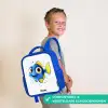 Blauwe vis met gele vinnen en vrolijke blik Kinderrugzak - Blauw middel -sfeer3_NL