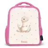 Beige dino op een stippen achtergrond Kinderrugzak - Roze middel -3d