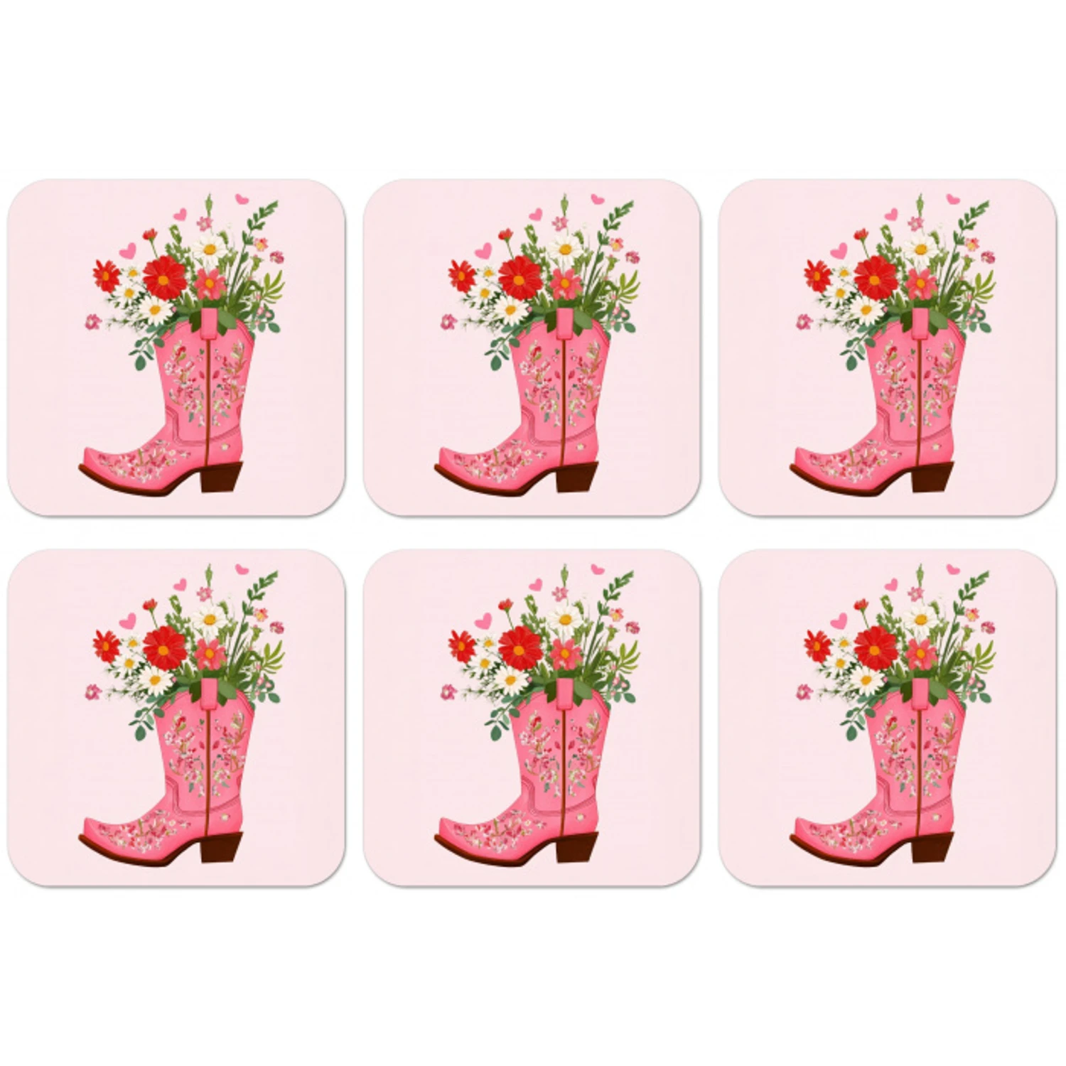 Cowboylaarzen - Roze - Boeket - Bloemen onderzetter kurk middel -zkaufland3dotto