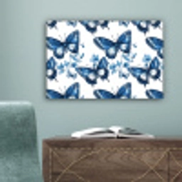 Blauw - Vlinders - Bloemen - Wit canvas 2cm klein 34 -sfeer4