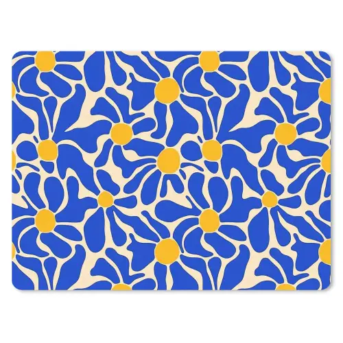 Abstract - Bloem - Blauw muismat rubber klein 262 -3d