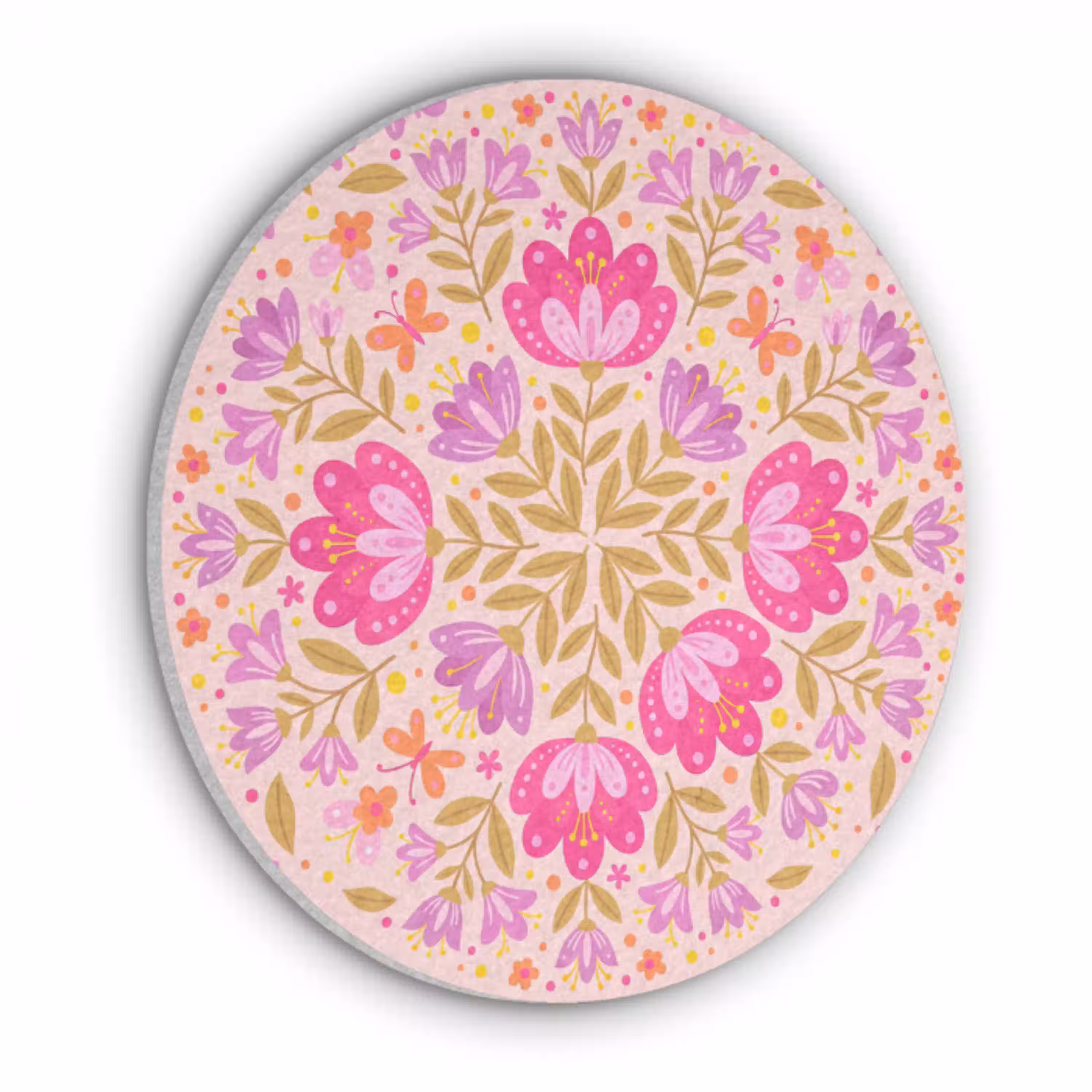Bloemen - Patroon - Natuur - Abstract - Roze Akoestische PET Vilt - Rond klein -3d