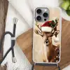 Kerst - Hert - Gewei - Rood Hoesje iPhone 16 Pro Max met koord klein -sfeer4