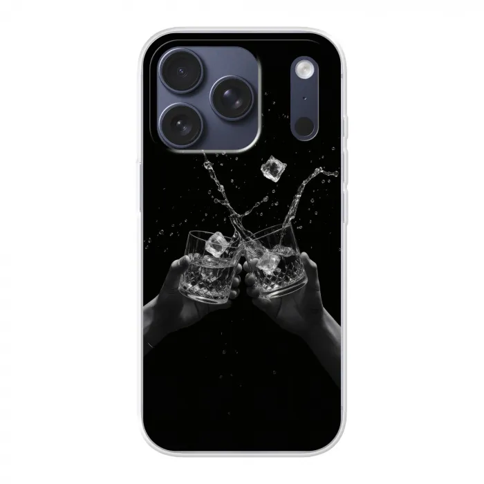 Whiskyglazen - Ijs - Spetters - Zwart Telefoonhoesje iPhone 17 Pro klein -3d