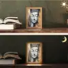 Boedhha - Penseelstreken - Goud - Abstract Light Box met kabel (Tafellamp) klein -sfeer3
