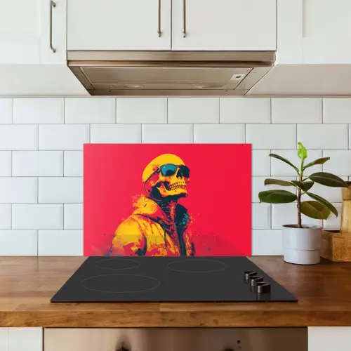 Zonnebril - Schedel - Jas - Rood keuken achterwand spatscherm klein -sfeer2