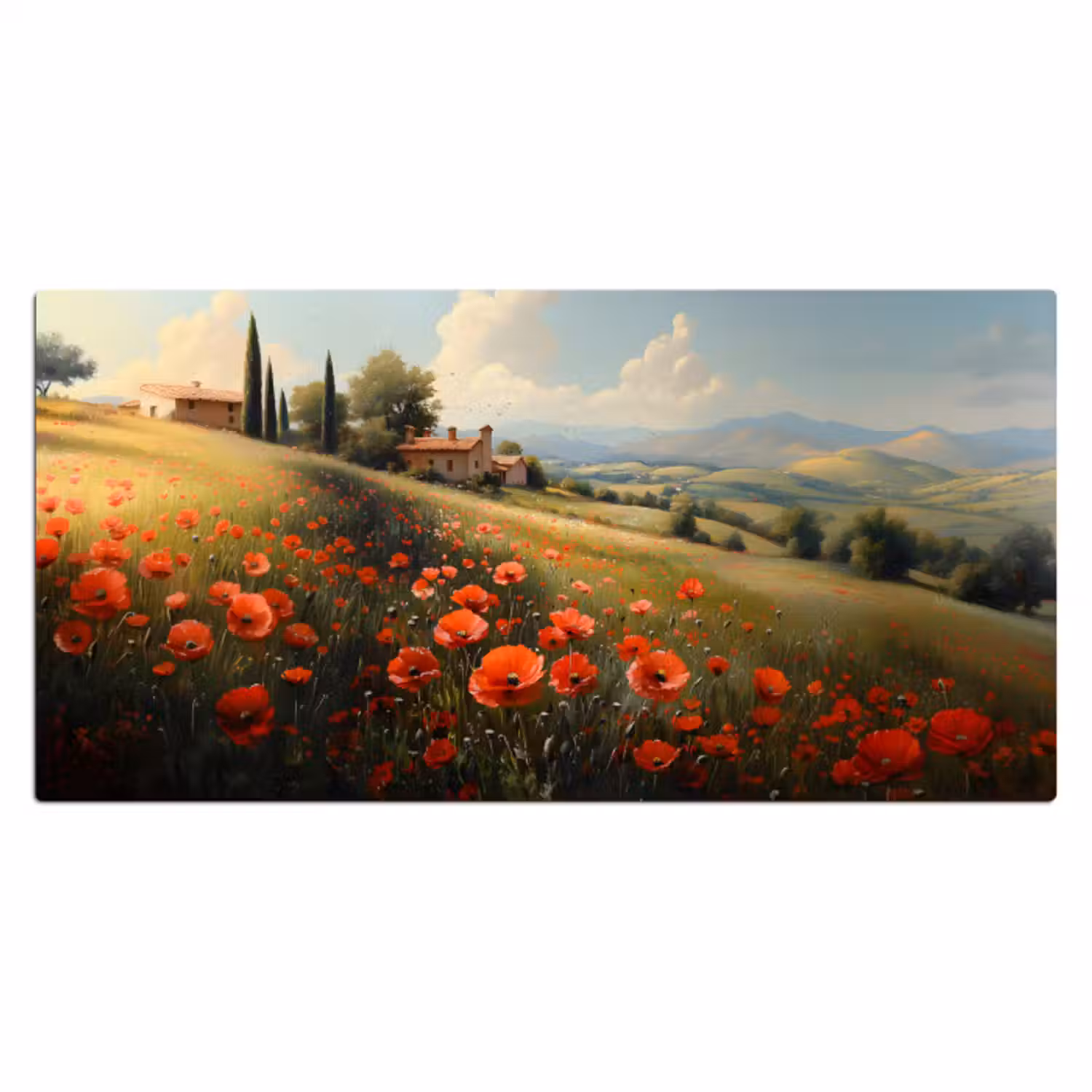 Bureau onderlegger - Klaprozen - Rood - Heuvels - Landschap
