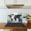 Wereldkaart - Blauw - Abstract keuken achterwand spatscherm klein -sfeer2