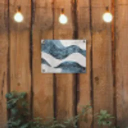 Lijnen - Golven - Abstract - Blauw tuinposter los doek klein -sfeer1