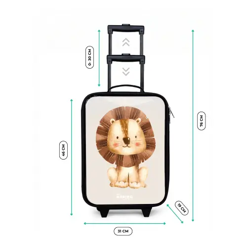 Leeuw illustratie met beige achtergrond Kinderkoffer - Zwart klein -productfoto_formaten