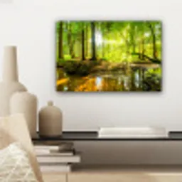 Bos - Landschap - Water - Bomen - Zon - Groen - Natuur canvas 2cm klein -sfeer6